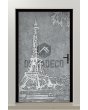 PIVOT Paris - drzwi pivot z motywem wieży Eiffla wyfrezonym w ciekłym metalu