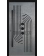 Aluminium door with grey texture of milled metal