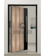 aluminium pivot door with yellow brass texture of milled metal