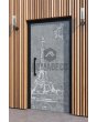 LIM Paris - aluminiowe drzwi wejściowe z motywem wieży Eiffla wyfrezowanym w ciekłym metalu