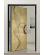 PIVOT M26 - aluminiowe drzwi pivot pokryte ciekłym metalem w kolorze żółtego mosiądzu