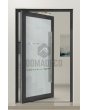 PIVOT Glass S2 - aluminiowe drzwi obrotowe z matowym szkłem i dwoma przezroczystymi paskami