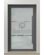 PIVOT Glass S2 - aluminiowe drzwi obrotowe z matowym szkłem i dwoma przezroczystymi paskami