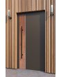 LIM V22 - aluminiowe drzwi wejściowe pokryte białą teksturą kamienia skalnego