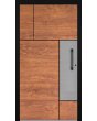 LIM V35 - Aluminiowe drzwi wejściowe o fakturze drewna z dekorem inox