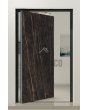 PIVOT V54 - aluminiowe drzwi pivot pokryte spiekiem kwarcowym Noir Desir