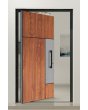 PIVOT V35 - aluminiowe drzwi wejściowe o fakturze drewna z dekorem inox