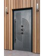LIM M13 - aluminiowe drzwi z szarą teksturą frezowanego metalu